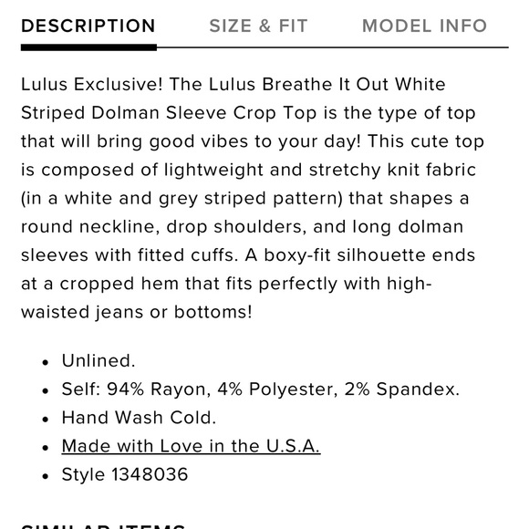 Lulus Breathe It Out White Striped Dolman Sleeve Crop Top - Picture 4 of 4